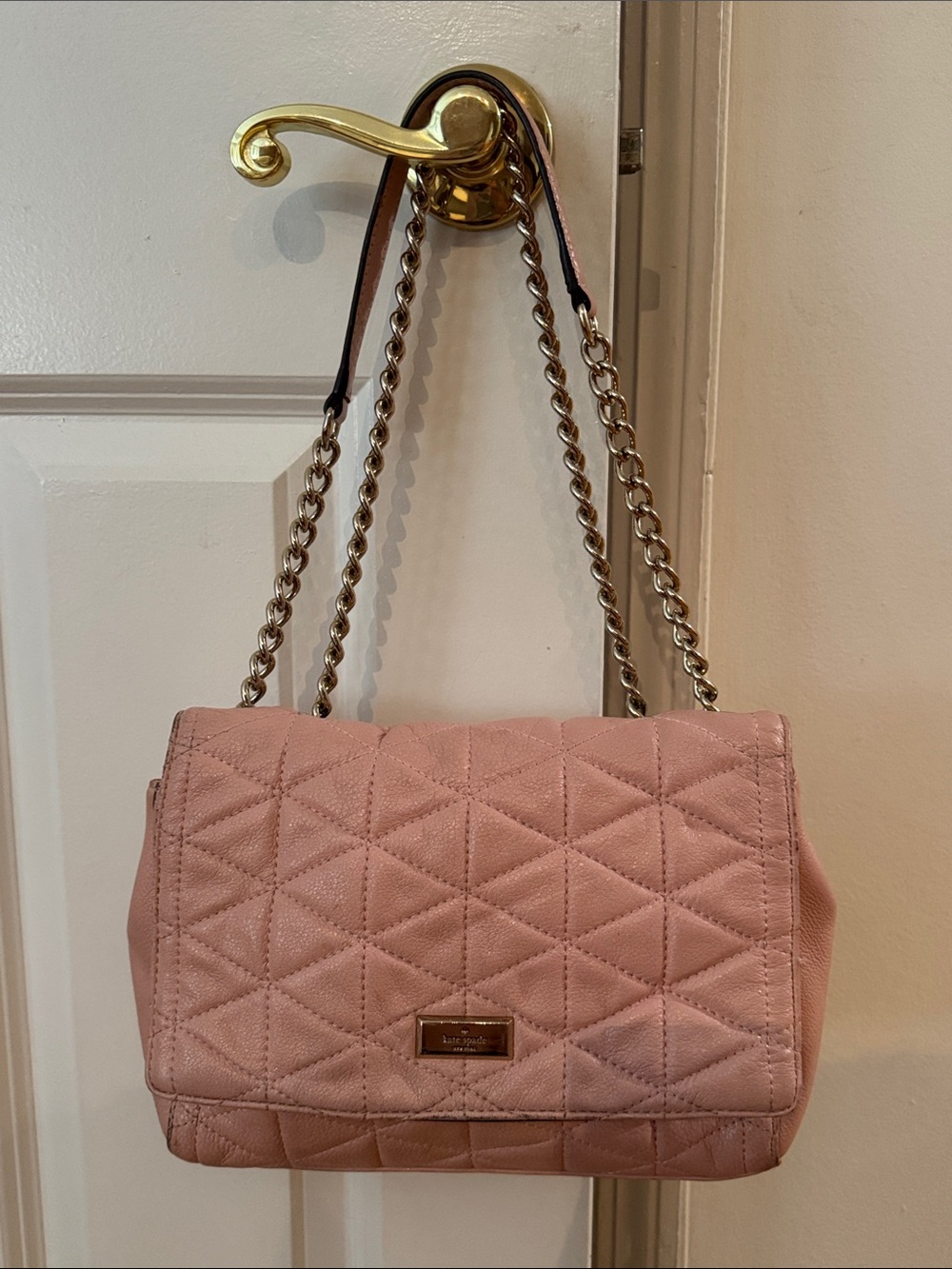 kate spade Quilted Blush Shoulder Bag with Chain Strap